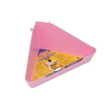 Bañera esquinera rosa para roedores Bañera esquinera rosa para roedores