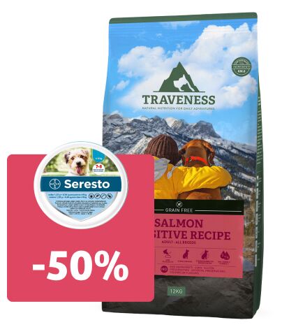 + Traveness Grain Free Salmon Sensitive Recipe 12 Kg + Traveness Grain Free Salmon Sensitive Recipe 12 Kg