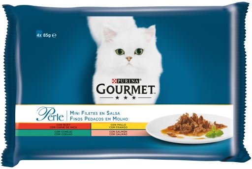 Perle Mini Filetes en Salsa Multipack: Buey, Pollo, Conejo, Salmón Perle Mini Filetes en Salsa Multipack: Buey, Pollo, Conejo, Salmón